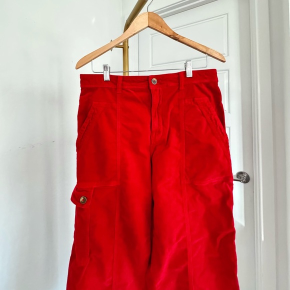Women's Corduroy Red‎ Cargo Barrel Pants Size 10 Vintage Vibe Music Festival - Picture 3 of 12